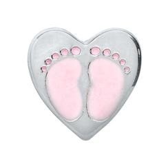 floating charm Hartje met babyvoetjes, roze