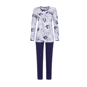 Ringella Pyjama met lange mouw, blauw gebloemde top